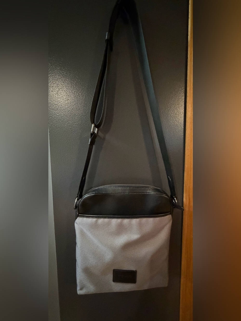 Coach Two-Tone Black and Light Gray Messenger Crossbody